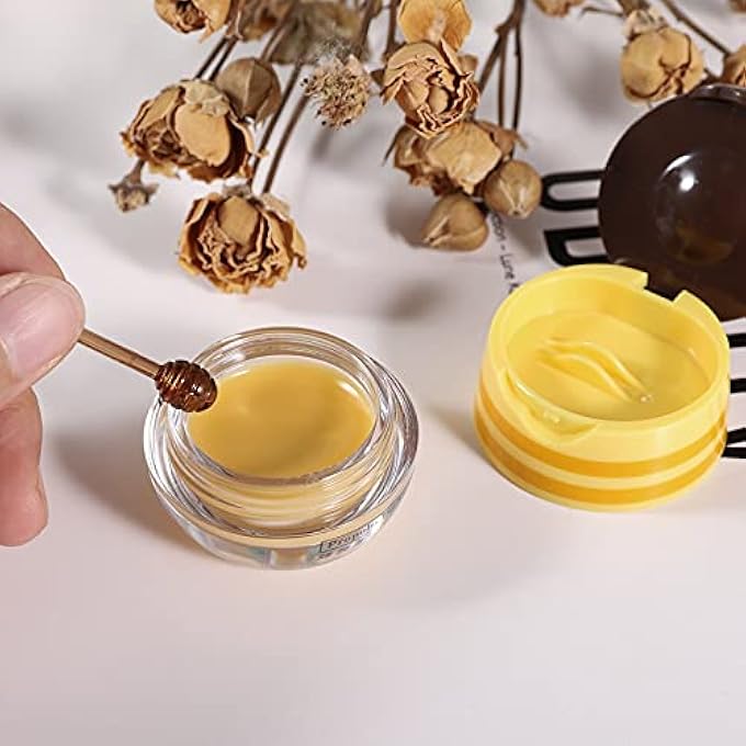 TJMR LIP MASK,HONEY LIP MASK,PROPOLIS MOISTURIZING LIP BALM NOURISHING ANTI-WRINKLE LIP CARE, HYDRATE & PLUMP DRY, CHAPPED LIPS PASTE LIP PLUMPING OUTDOOR CHILDREN TREAT LIP BALM (YELLOW, ONE SIZE) - Image 3